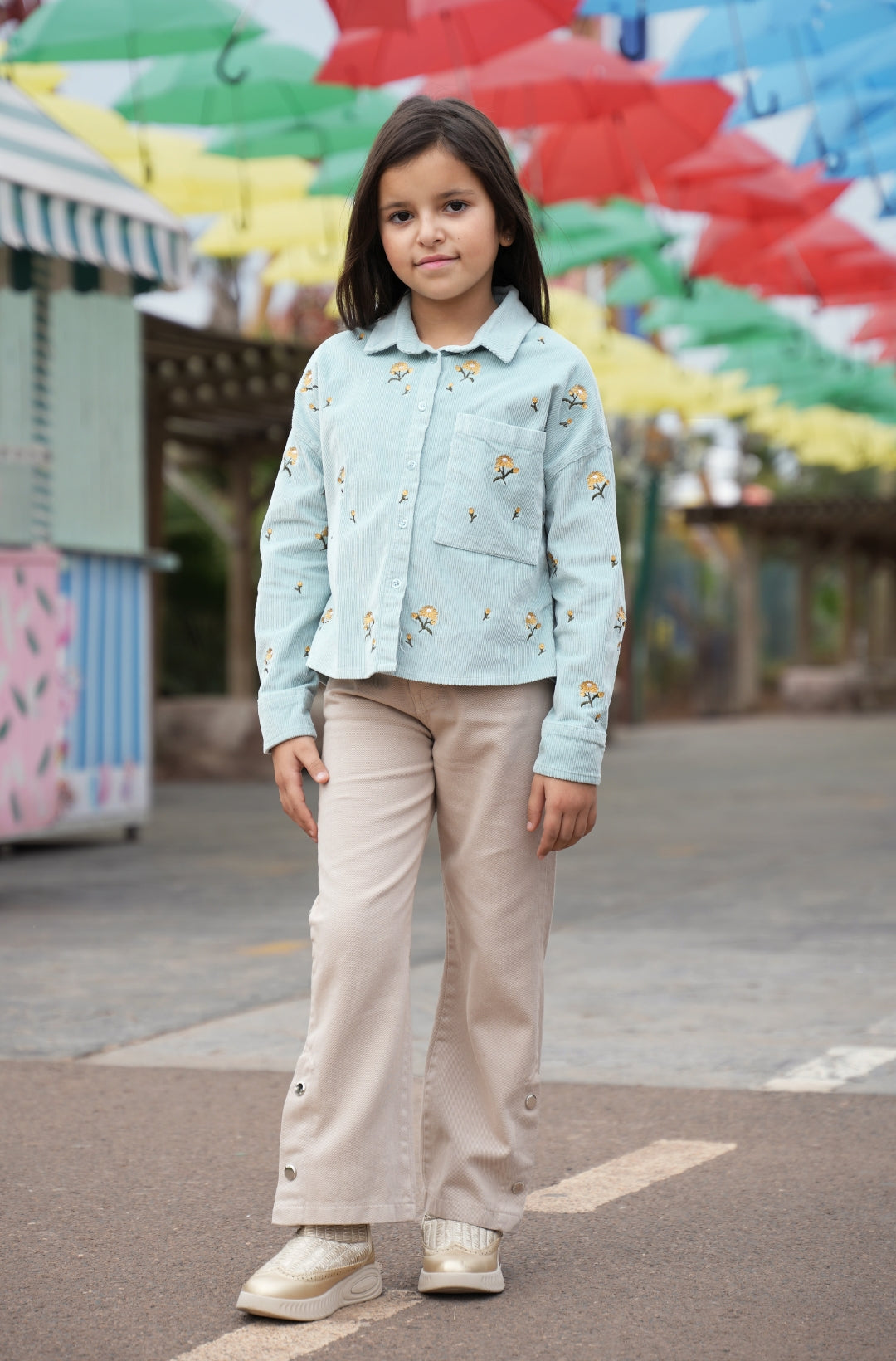 Chemise beige à motifs floraux blue