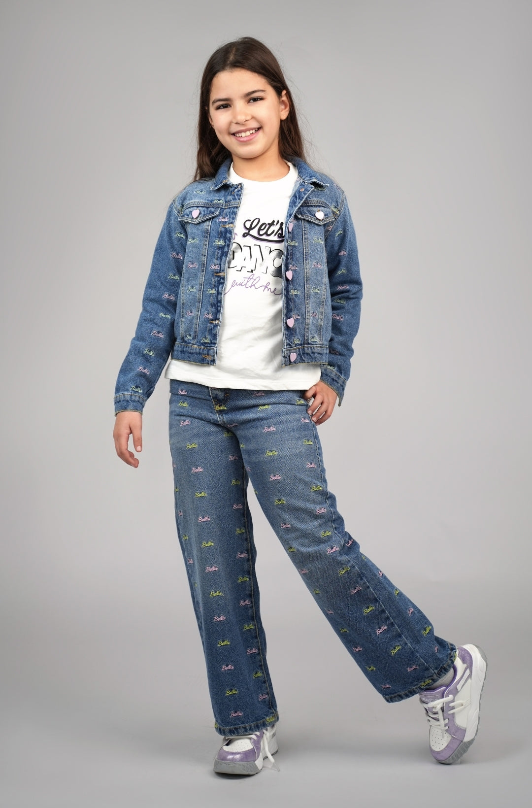 Ensemble 3 Pièces en Denim Let’s Dance - Sweat, Jean et Veste violet