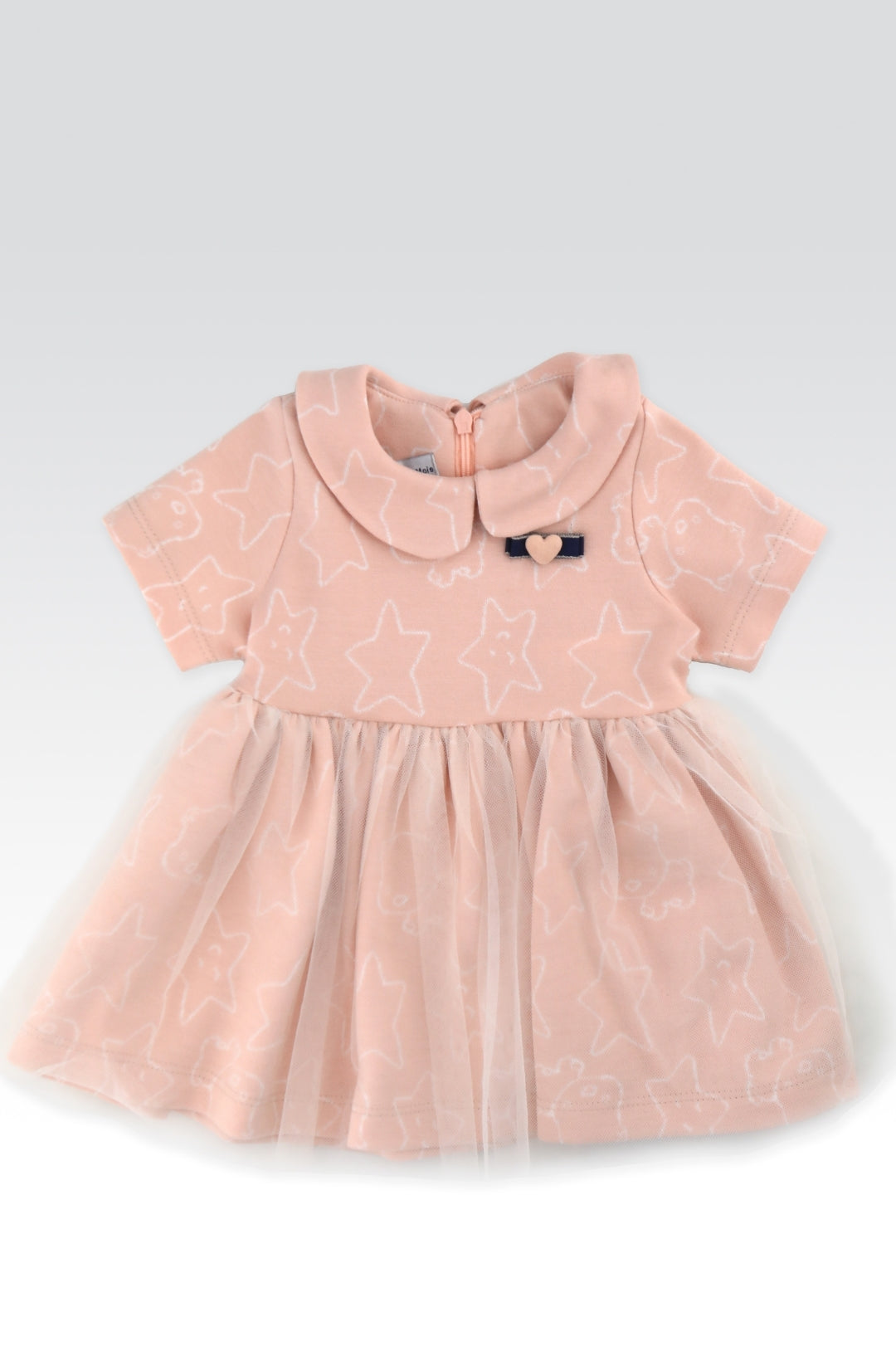 Robe bébé rose avec motifs étoilés et col classique