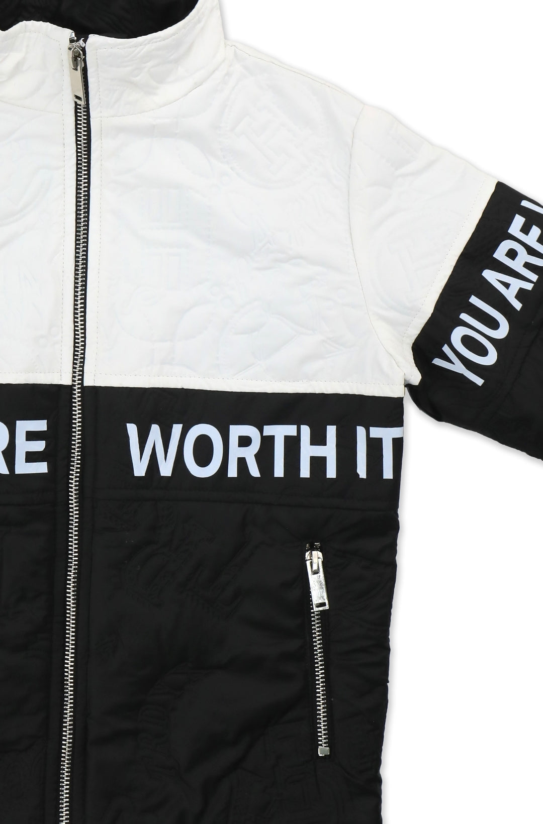 Veste Bicolore “You Are Worth It” - Style Urbain Affirmé