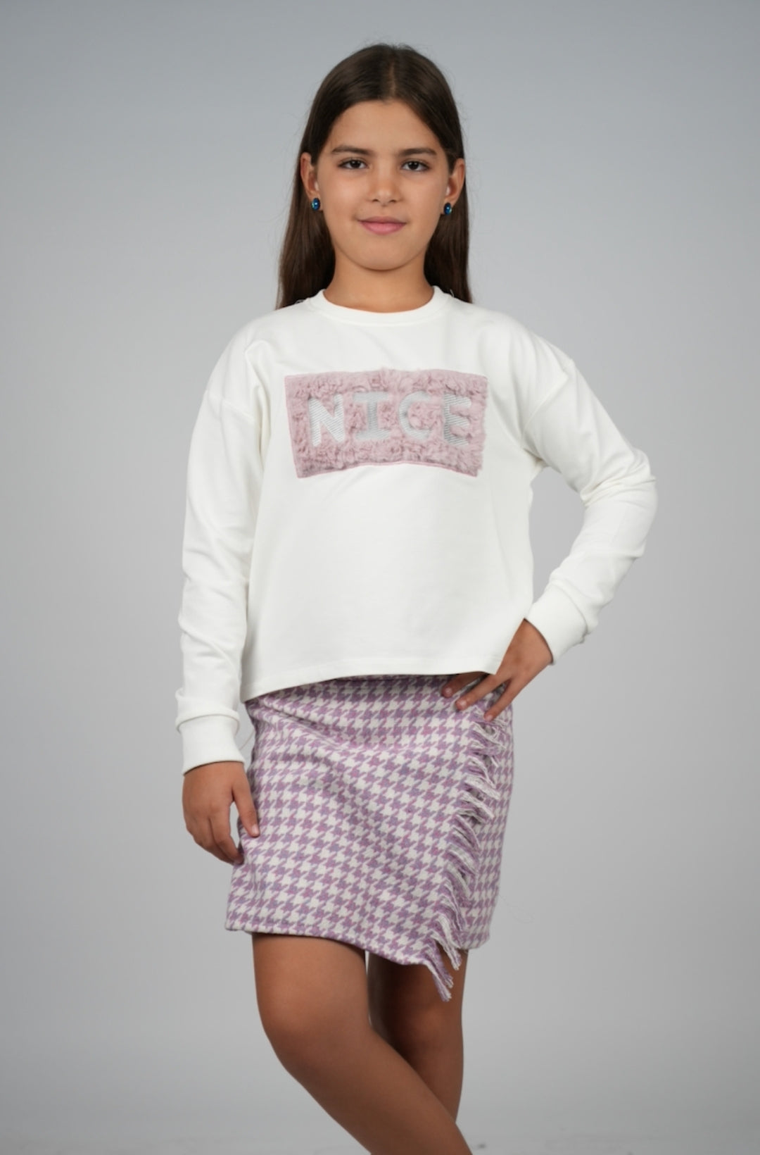 Ensemble 2 Pièces Chic Sweat & Jupe Lilas