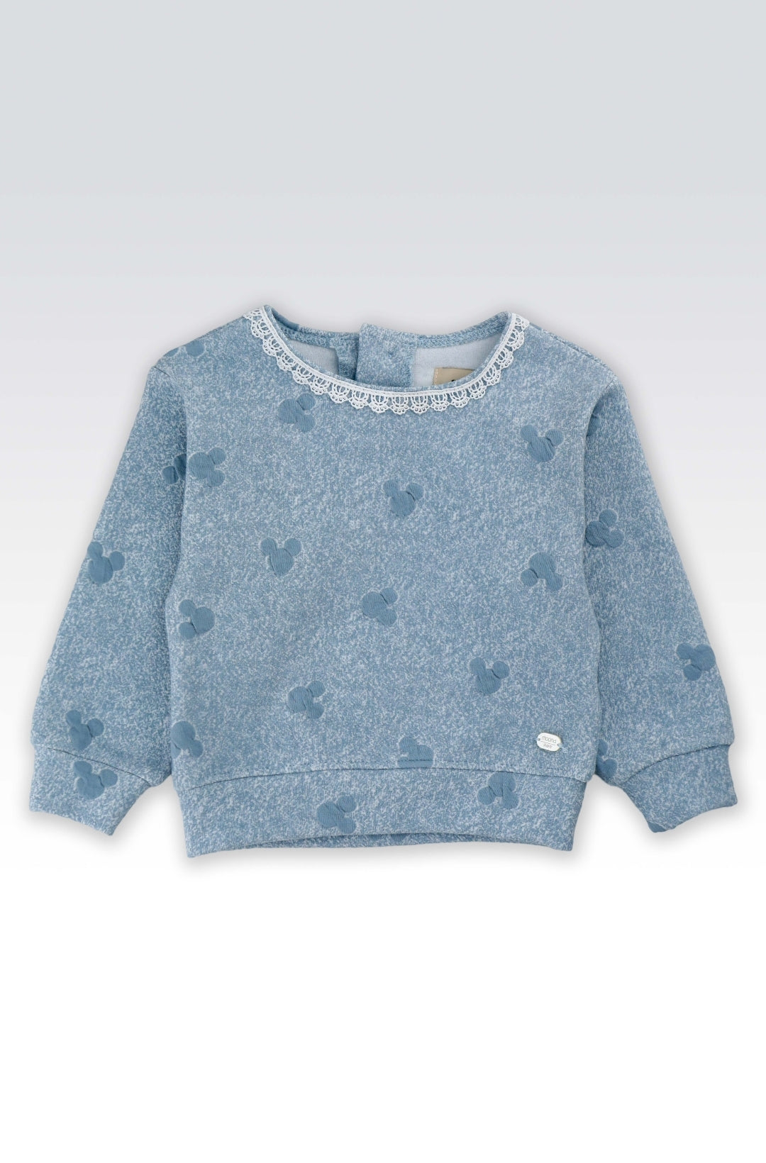 Sweatshirt Bleu Enfant avec Col en Dentelle