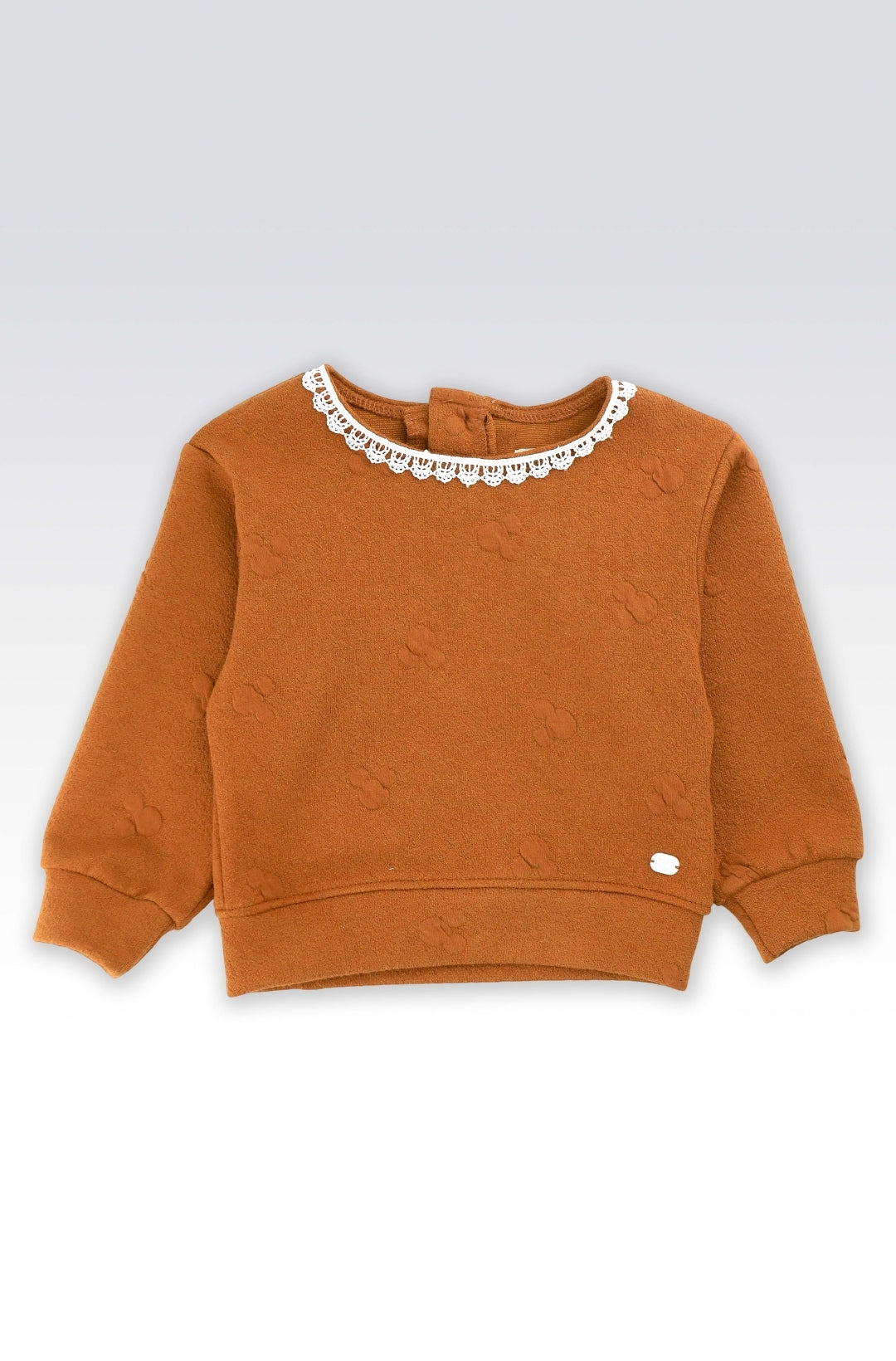 Sweatshirt Bébé Marron avec Col Dentelle