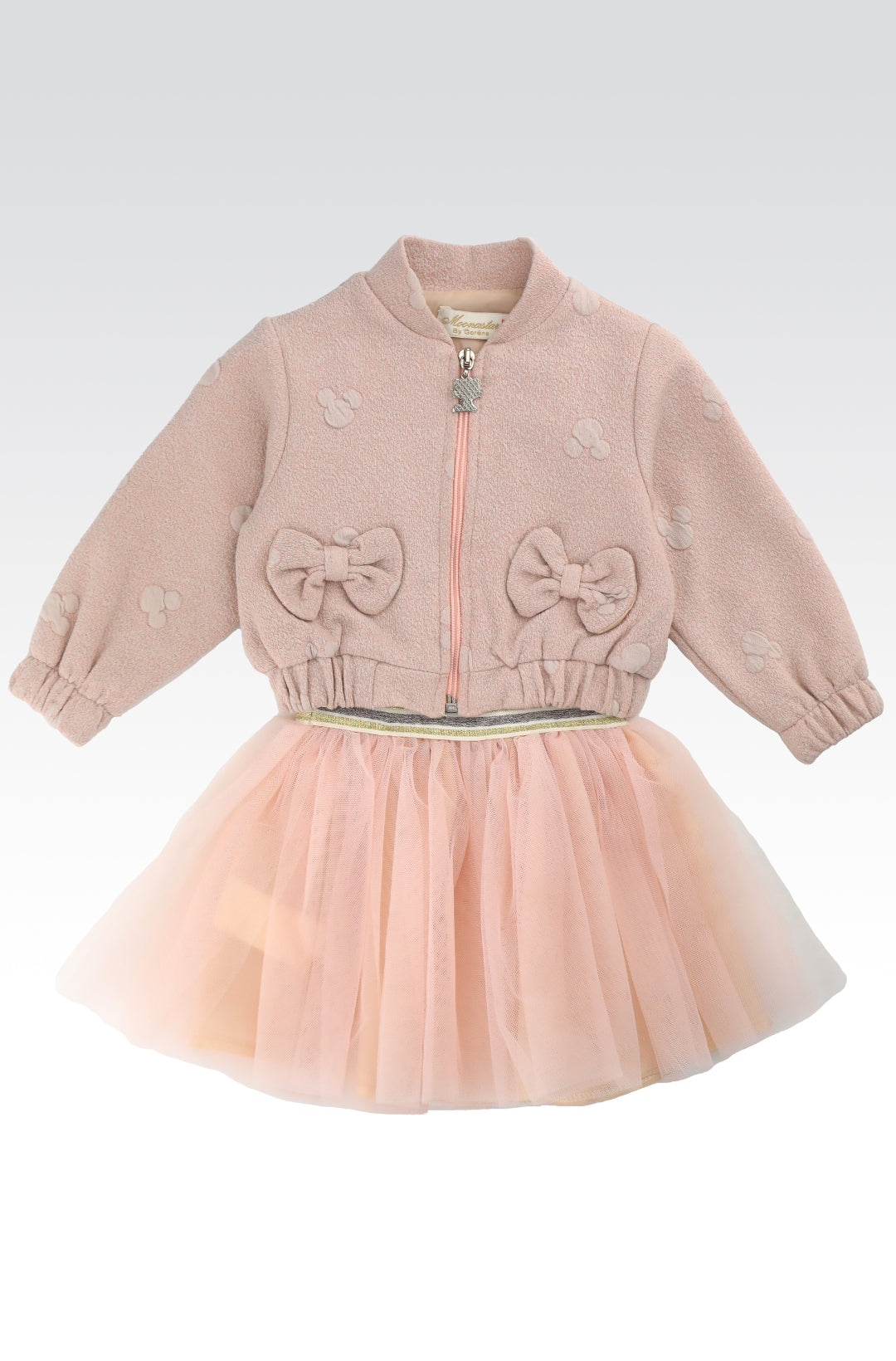 Gorena Baby Ensemble Veste Rose avec Nœuds et Jupe Tutu Féérique