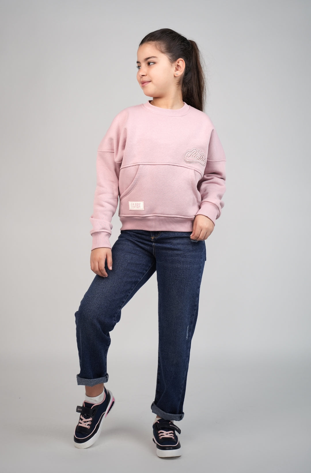 Sweatshirt rose clair pour filles, doux et décontracté