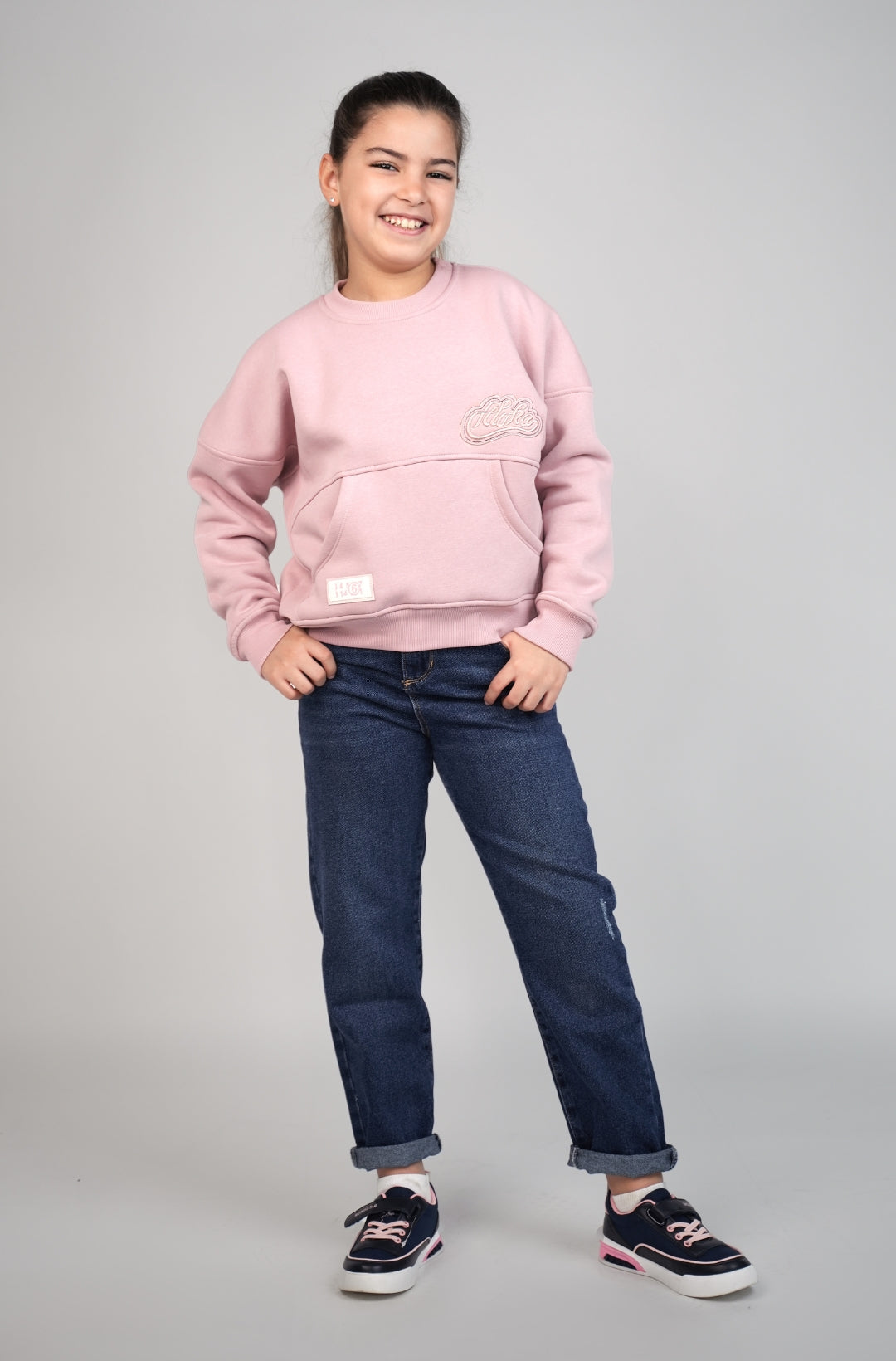 Sweatshirt rose clair pour filles, doux et décontracté