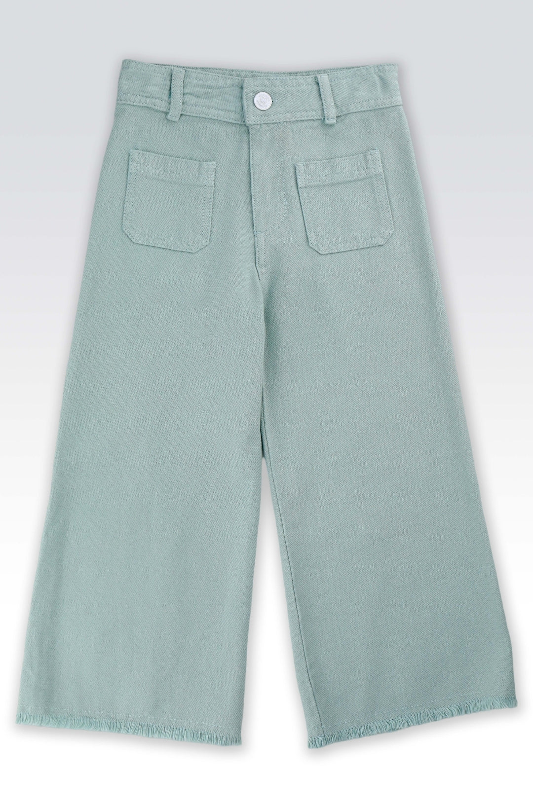 Pantalon Large Vert Fille Style Effiloché