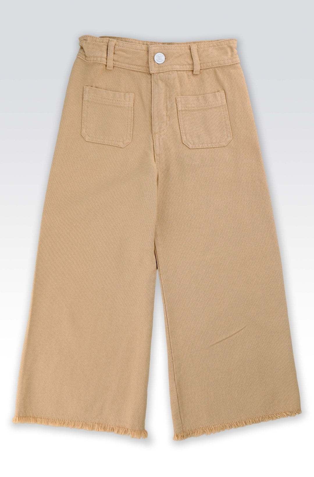 Pantalon Large Beige Fille Style Effiloché