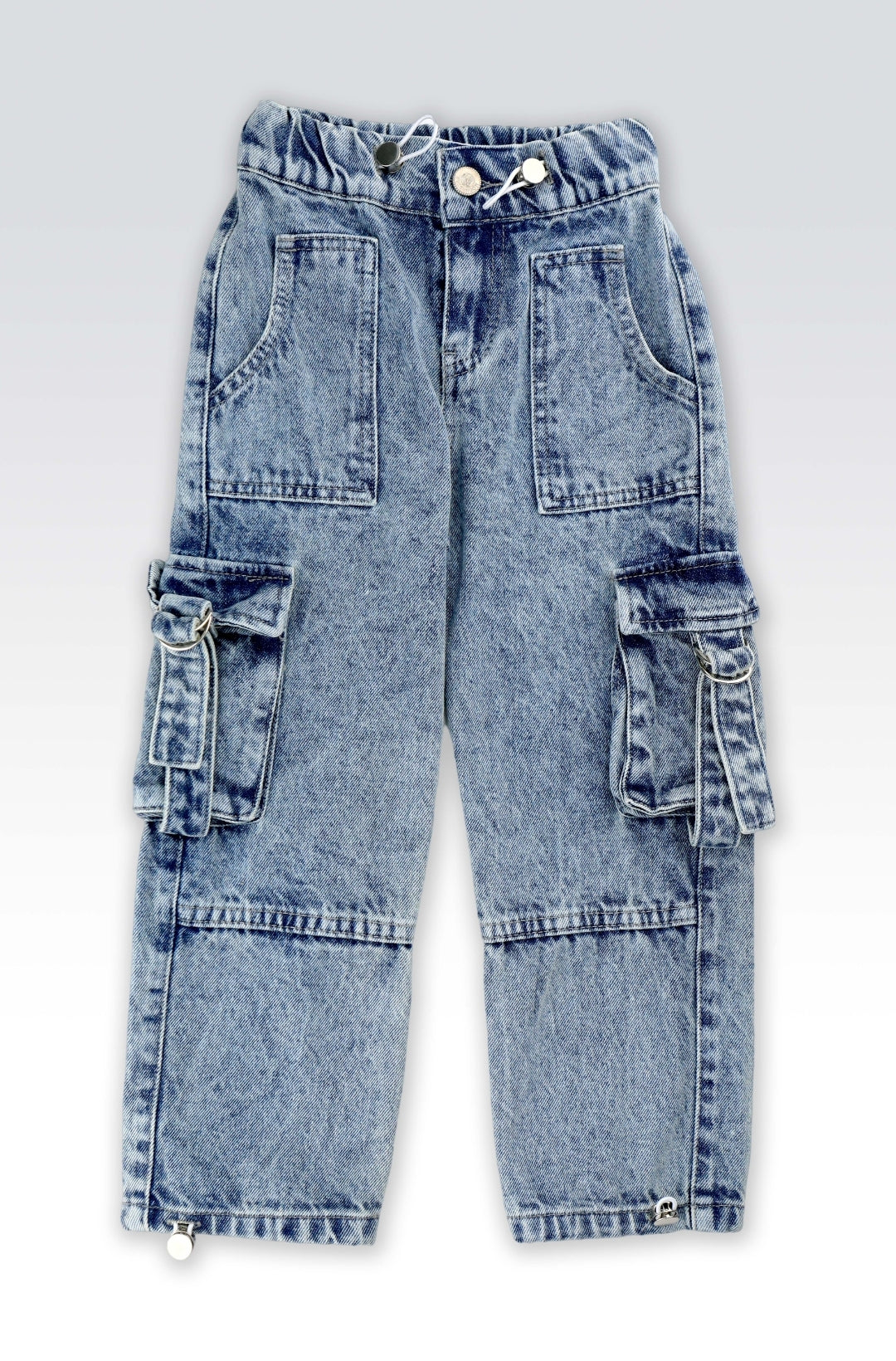 Pantalon Cargo Enfant Denim Bleu